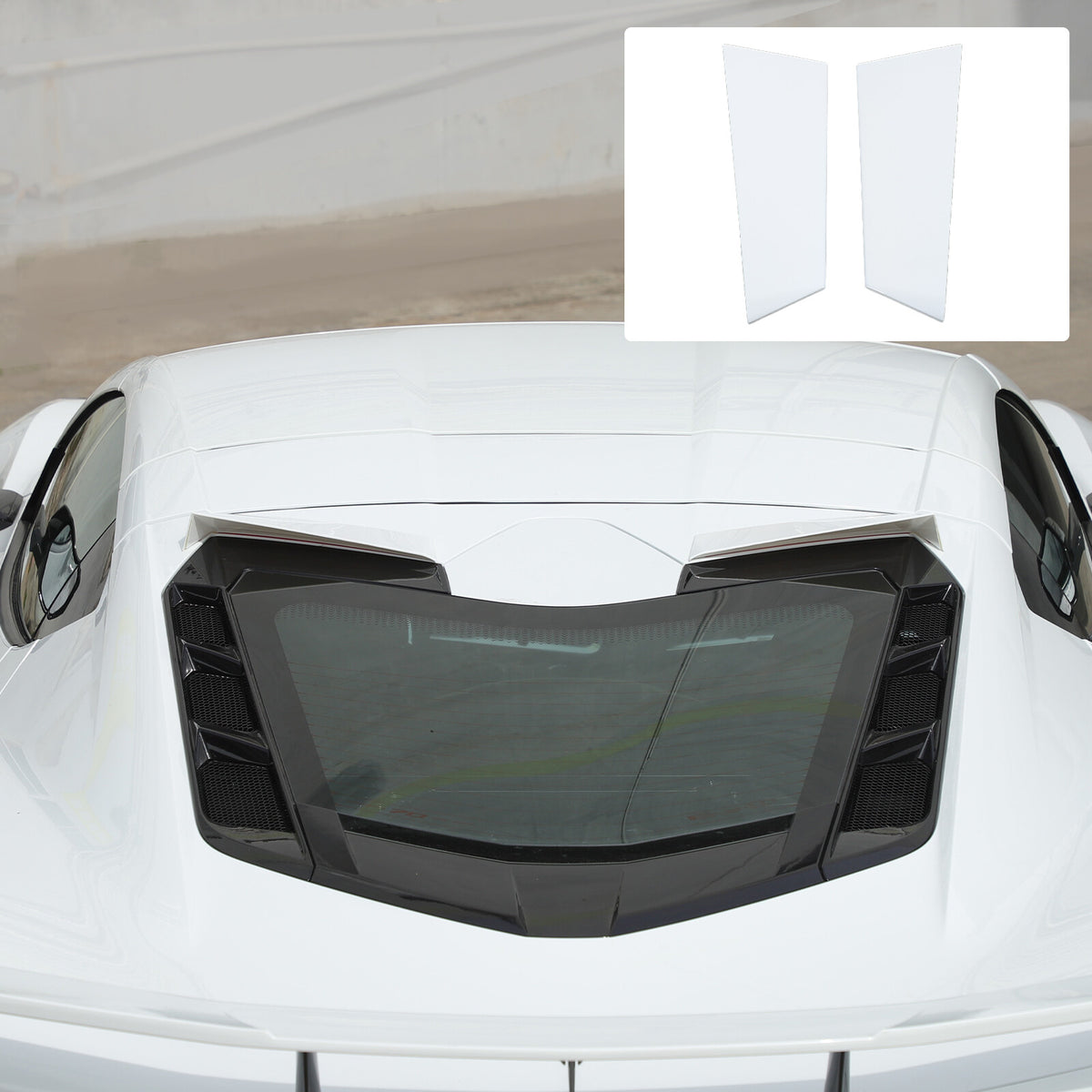 White ABS Rear Windshield Spoiler Trim Cover For Corvette C8 Coupe 2020+ 1