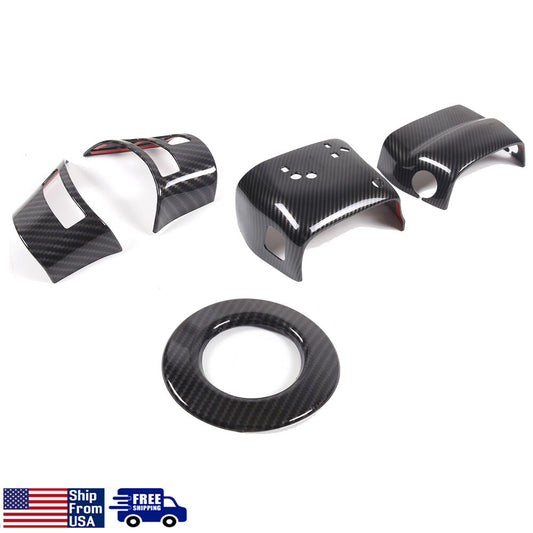 Carbon Fiber ABS Steering Wheel Base Trim Cover Set Kit For Corvette C6 2005-13 1