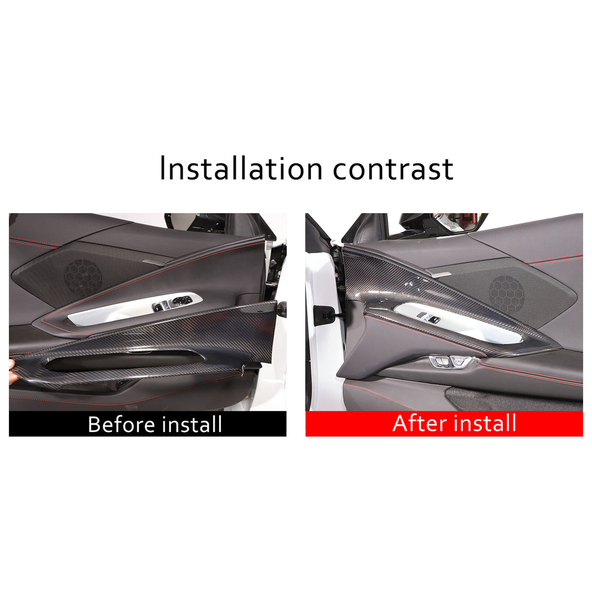 Interior Carbon Fiber Trim For C8 CORVETTE Stingray Z51 Door Panel Button Frame 12