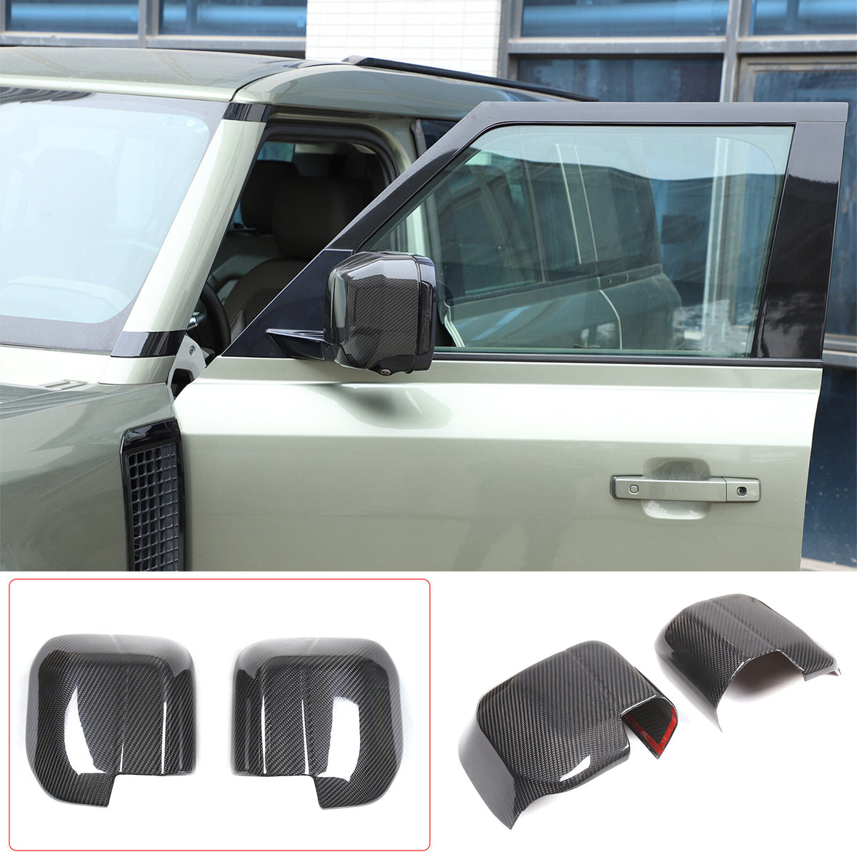 Real Carbon Fiber Rearview Mirror Cover Trim For Land Rover Defender L663 20-25 6