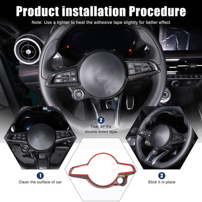 Real Carbon Fiber Steering Wheel Cover Trim For Alfa Romeo Giulia/Stelvio 2020+ 10