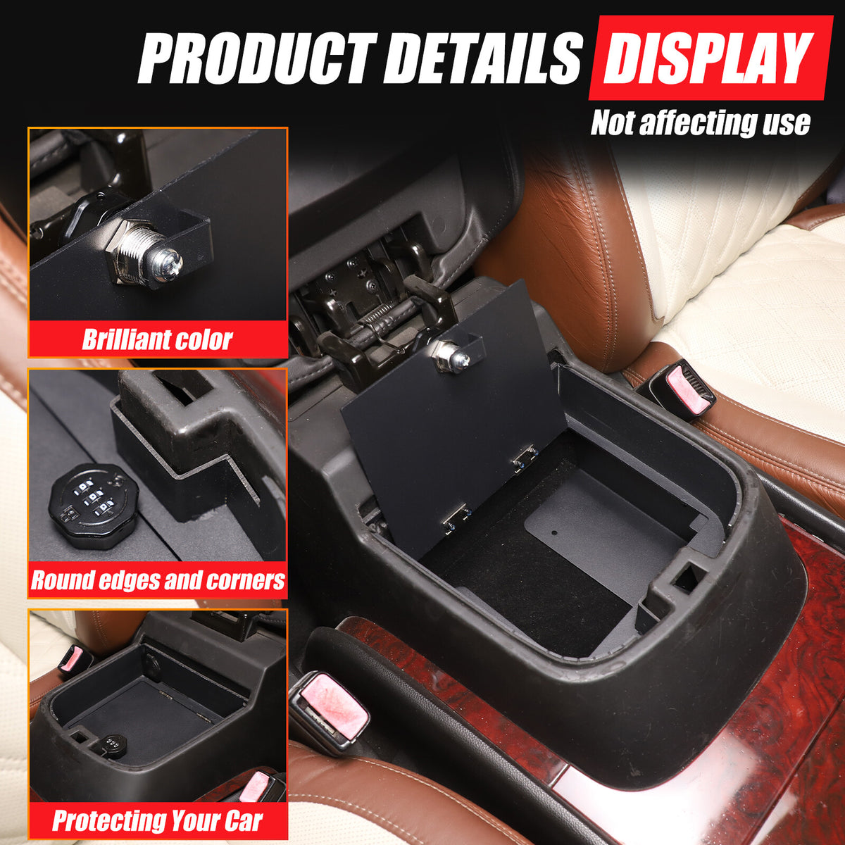 Alloy Center Console Armrest Safe Box Tray For Cadillac Escalade 2007-2014 1