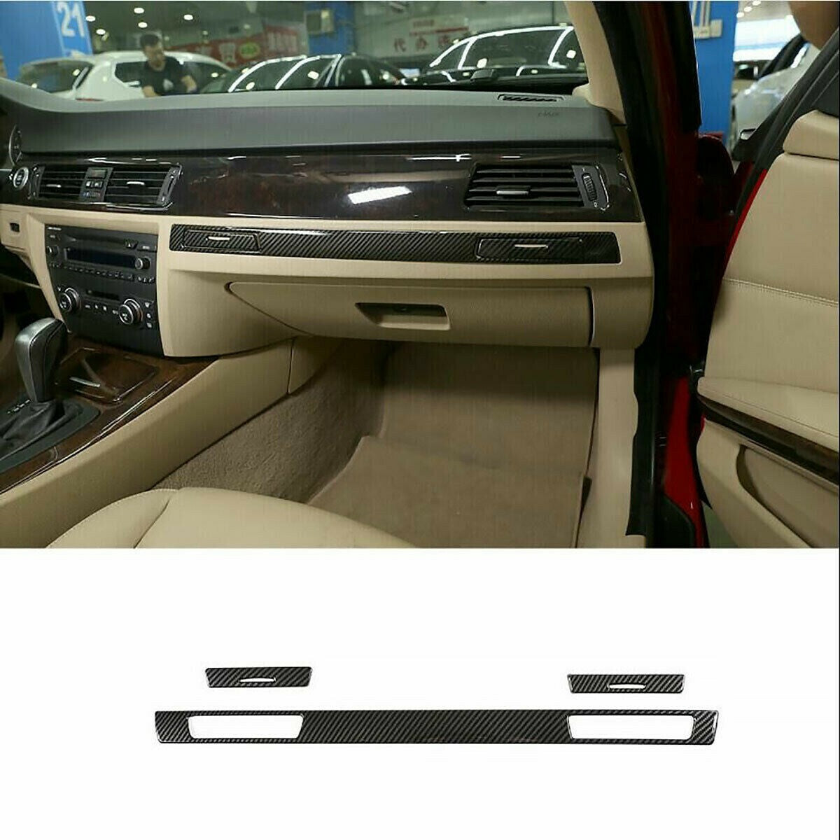 17pcs ABS Carbon Fiber Interior Panel trim Cover Kit For BMW 3 Series E90 08-12 14