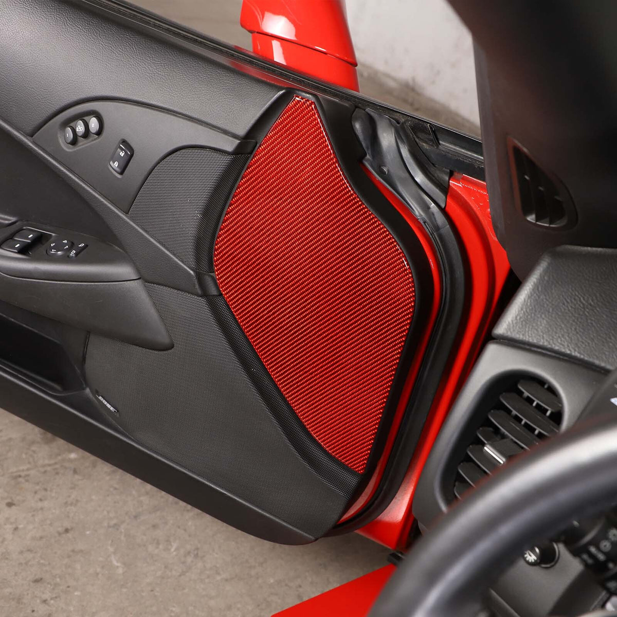 Red Carbon Fiber Door Pad cushion Panel Cover Sticker For Corvette C6 2005-13 US 5