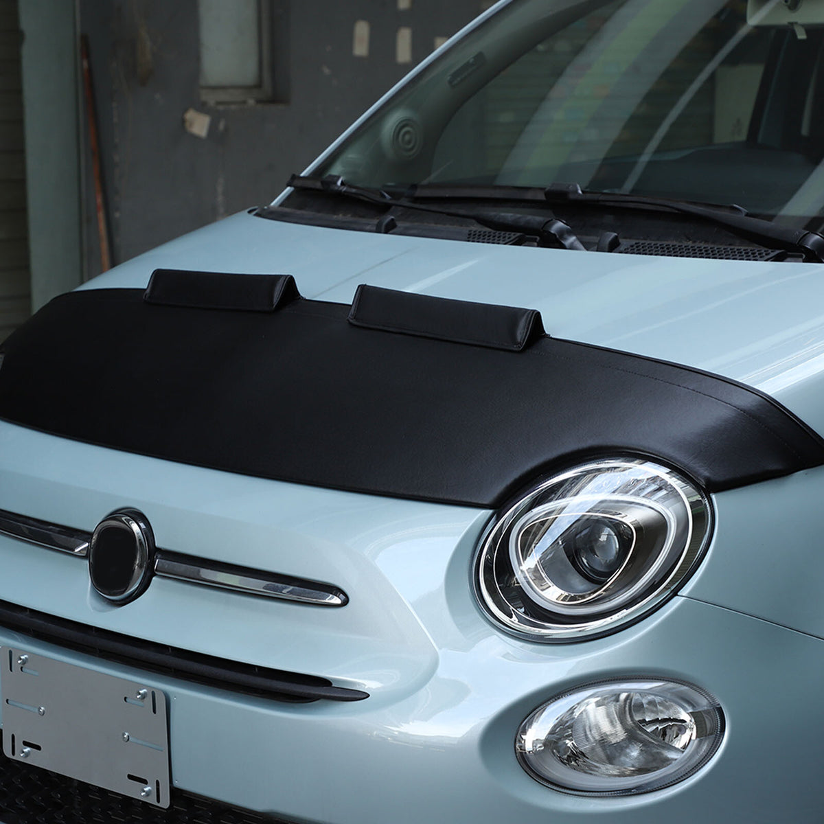 PU Leather Car Bonnet Hood Bra Wind & Bug Deflectors For Fiat 500 2007-2024 6