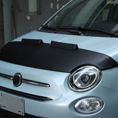 PU Leather Car Bonnet Hood Bra Wind & Bug Deflectors For Fiat 500 2007-2024 6