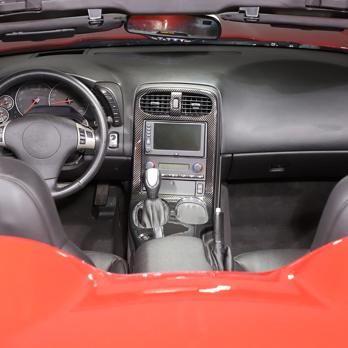 Carbon Fiber ABS Center Console Gear Shift Panel Cover For 2005-2013 Corvette C6 18