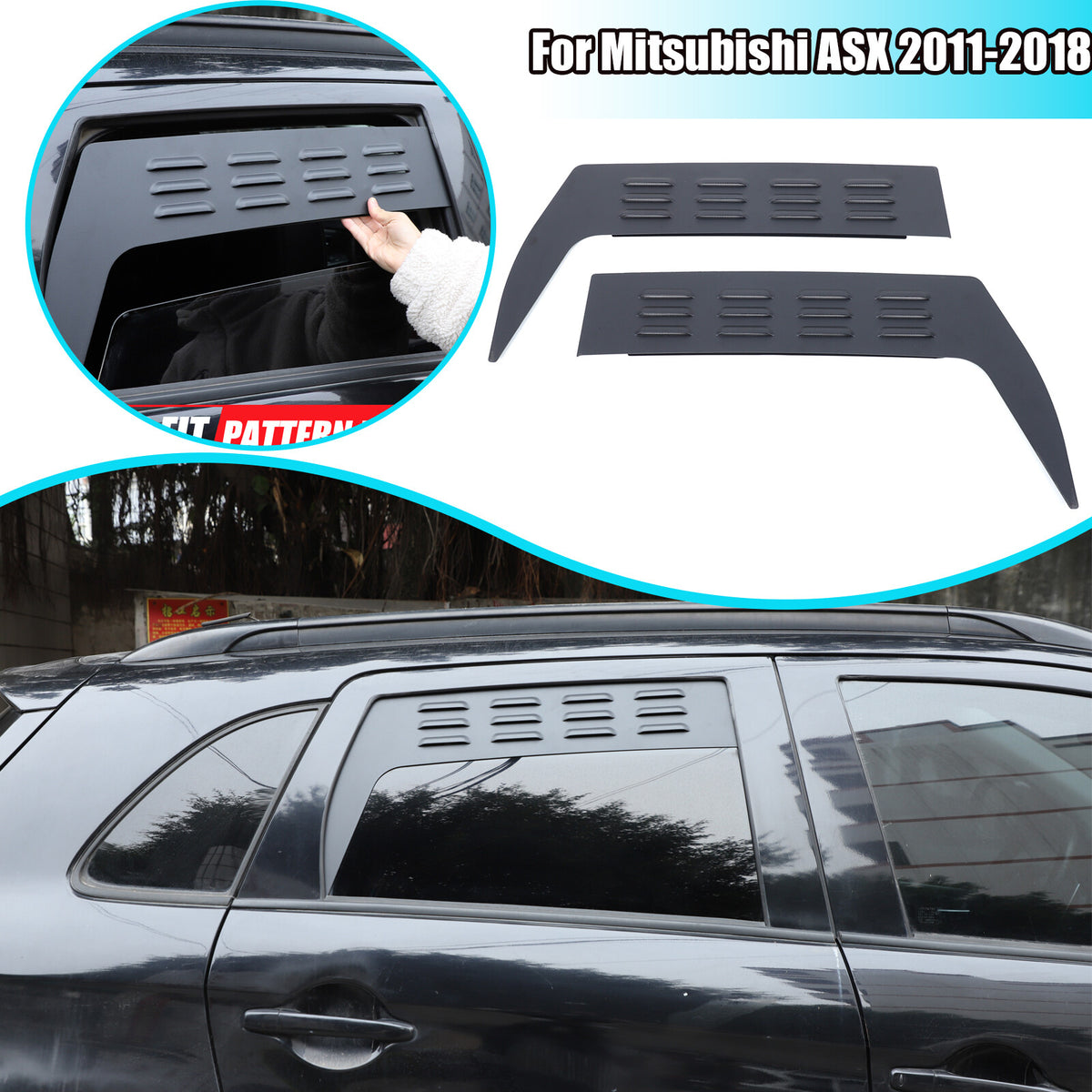 Alloy Rear Window Louver Shutter Cover Trim For Mitsubishi Outlander Sport 11-18 1