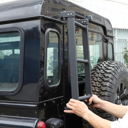 Black Alloy Back Tail Door Roof Ladder Climb For LR Defender 90 110 130 04-18 US 6