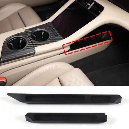 Black Aluminum Center Console Lower Storage Strip Trim For Porsche Taycan 19+ 1