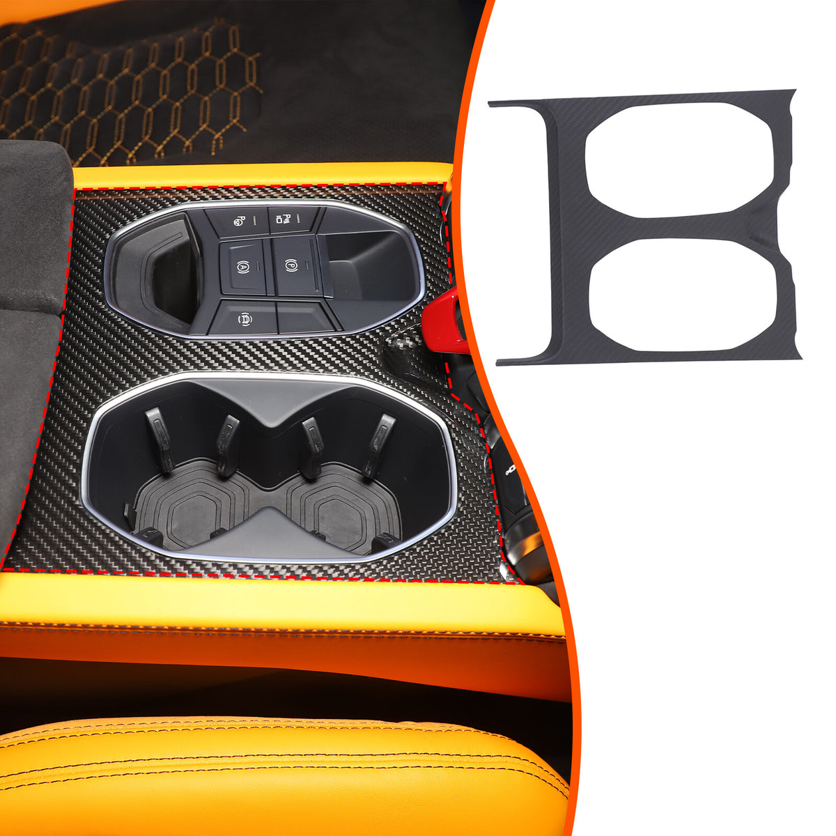 Matte Real Carbon Fiber Center Gear Cup Panel Trim For Lamborghini URUS 18-23 11