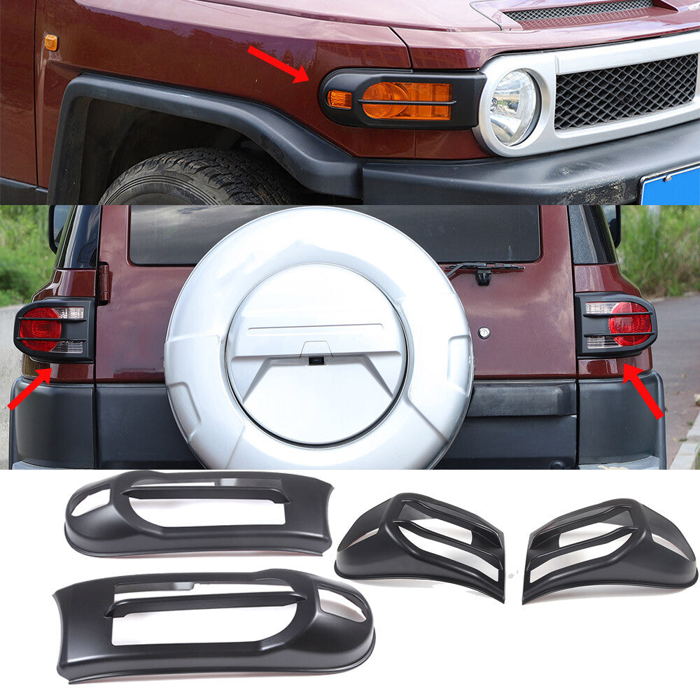 Matte Front Rear Headlight Tail Light Cover Trim Set For 07-20 Toyota FJ Cruiser 1