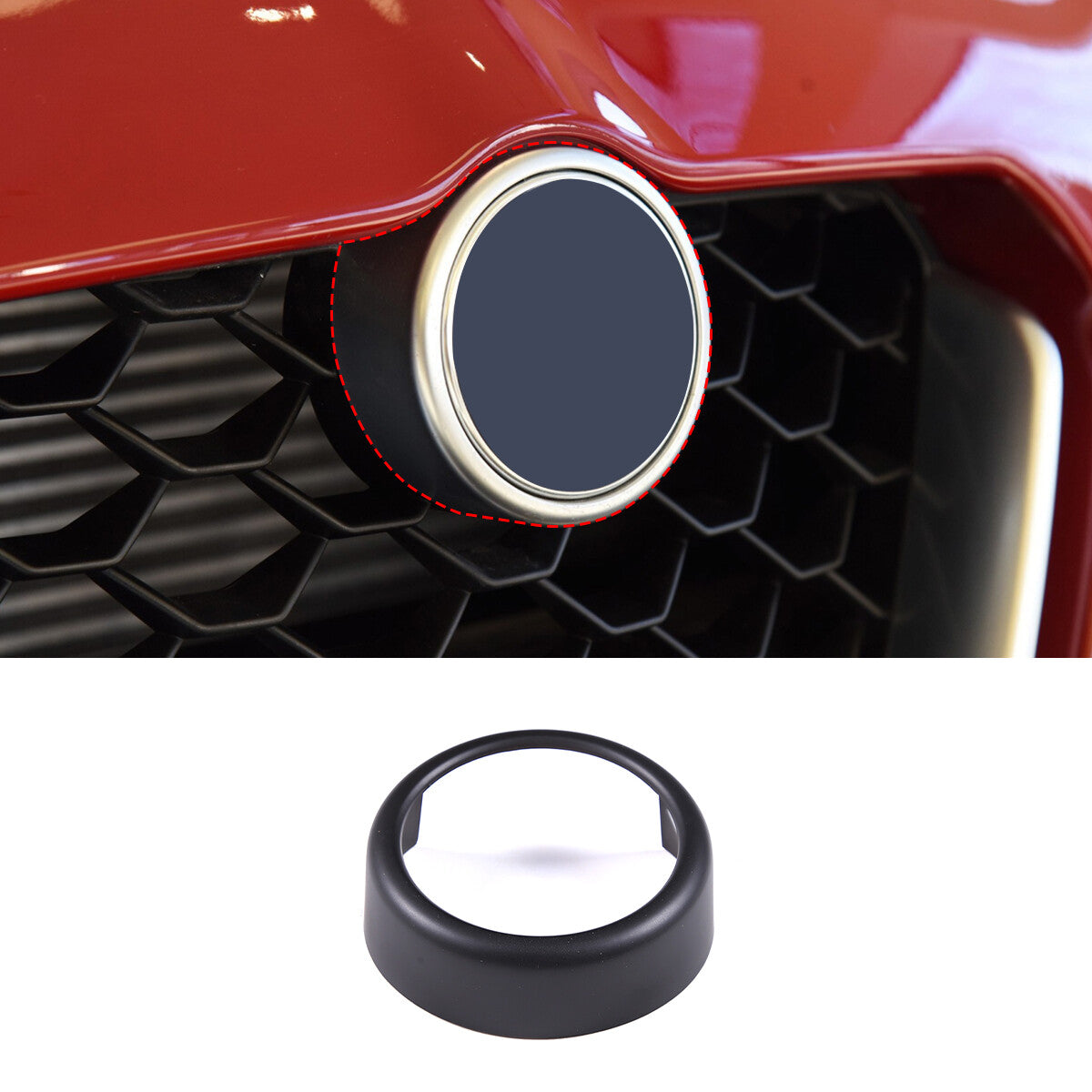 Matte Black Front Grille V Shape Cover+Logo Ring Trim for Alfa Romeo Giulia 17+ 17