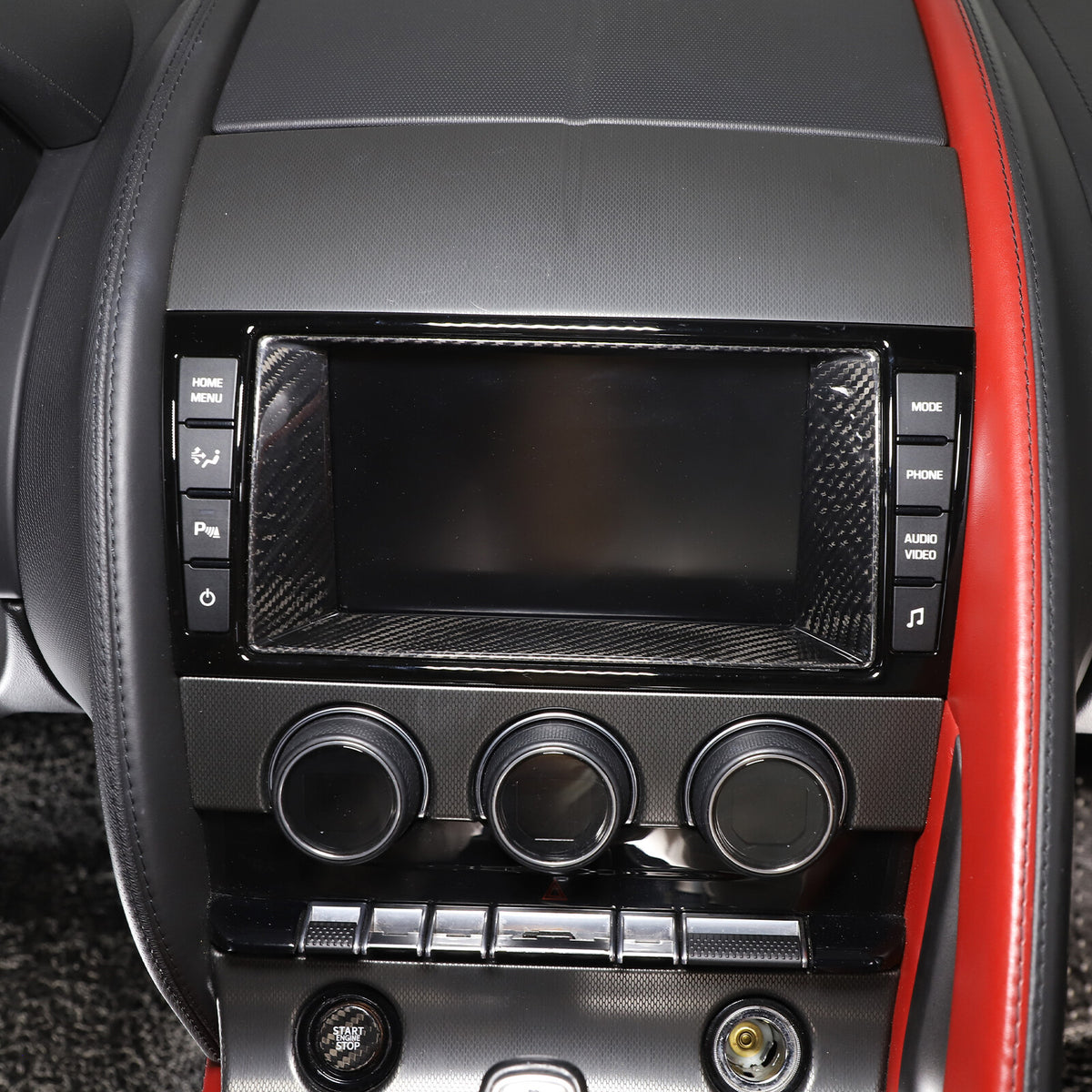 Real Carbon Fiber Touch Display Navigation Screen Cover For Jaguar F-TYPE 13-18 12