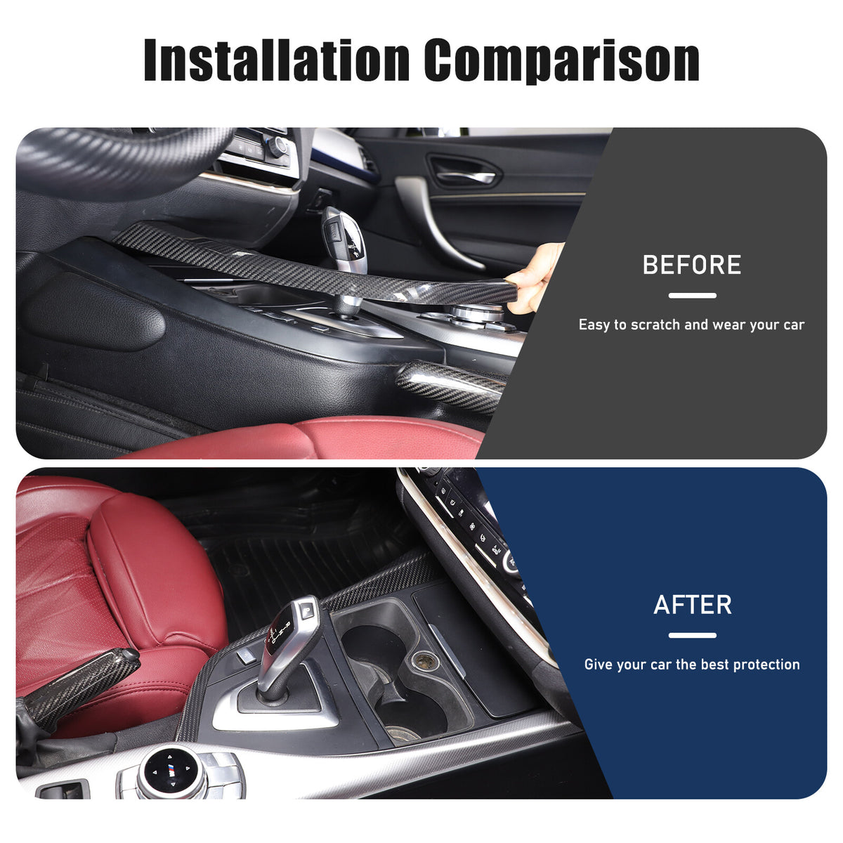 Real Carbon Fiber Gear Shift Side Trim L Strip For BMW 2 Series F22 F23 2014-19 17