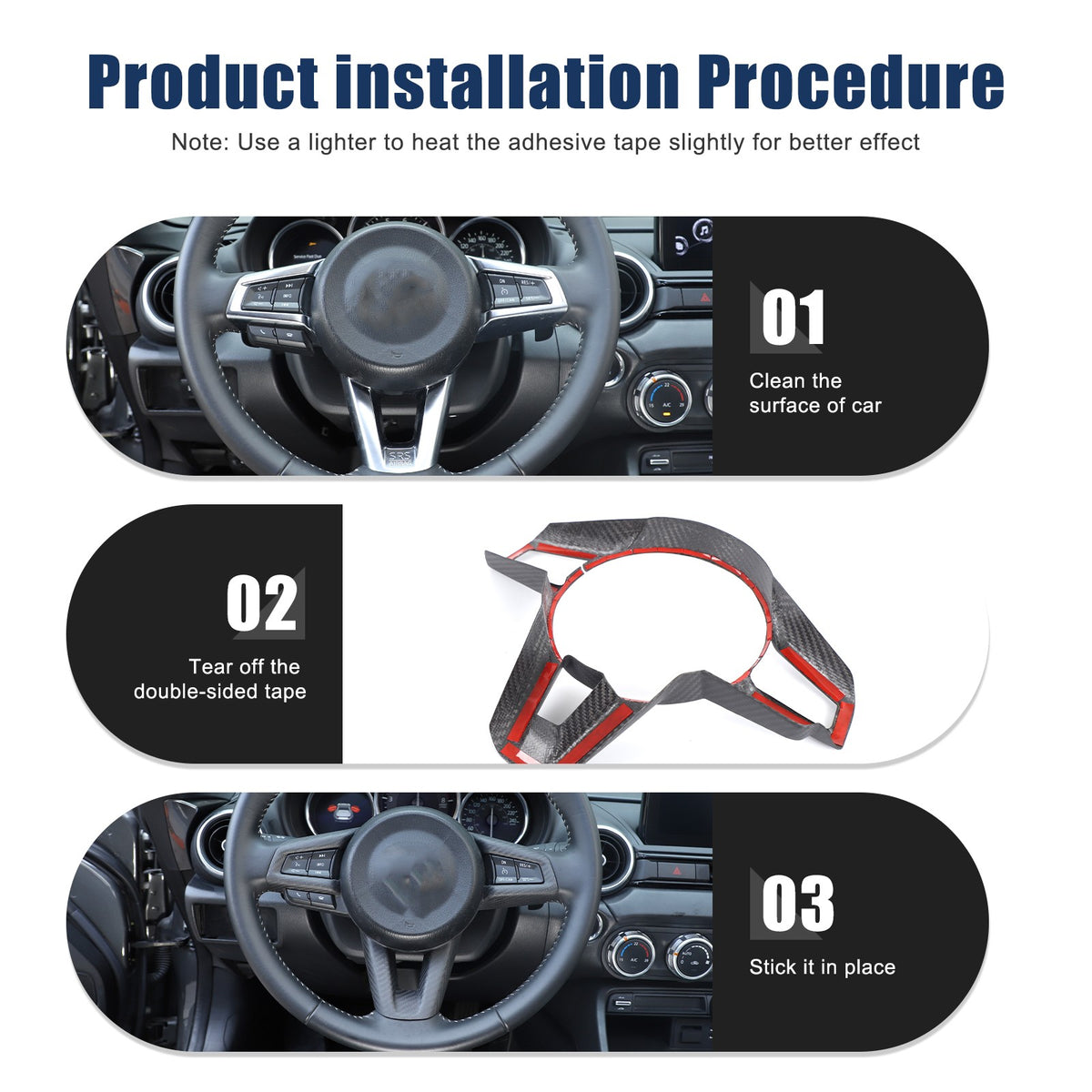 Matte Real Carbon Fiber Steering Wheel Button Trim For Mazda MX-5 Miata 16-25 20