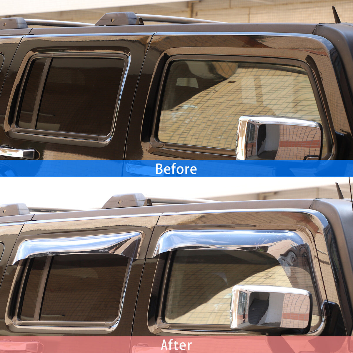 ABS Window Visor Sun Rain Guard Weather Shield Fit For Hummer H3 3