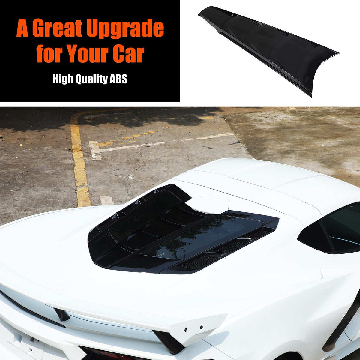 Piano Black Rear Split Window Applique Louver Trim For Corvette C8 Z51 2020+ 14