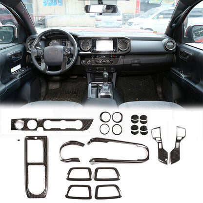 23PCS Carbon Fiber ABS Interior Center Console Trim For Toyota Tacoma 2023 1