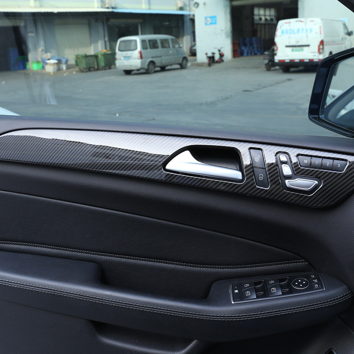 Carbon Fiber ABS Door Handle Panel Trim Cover Strip for Benz GLE GLS ML GL 13-19 9