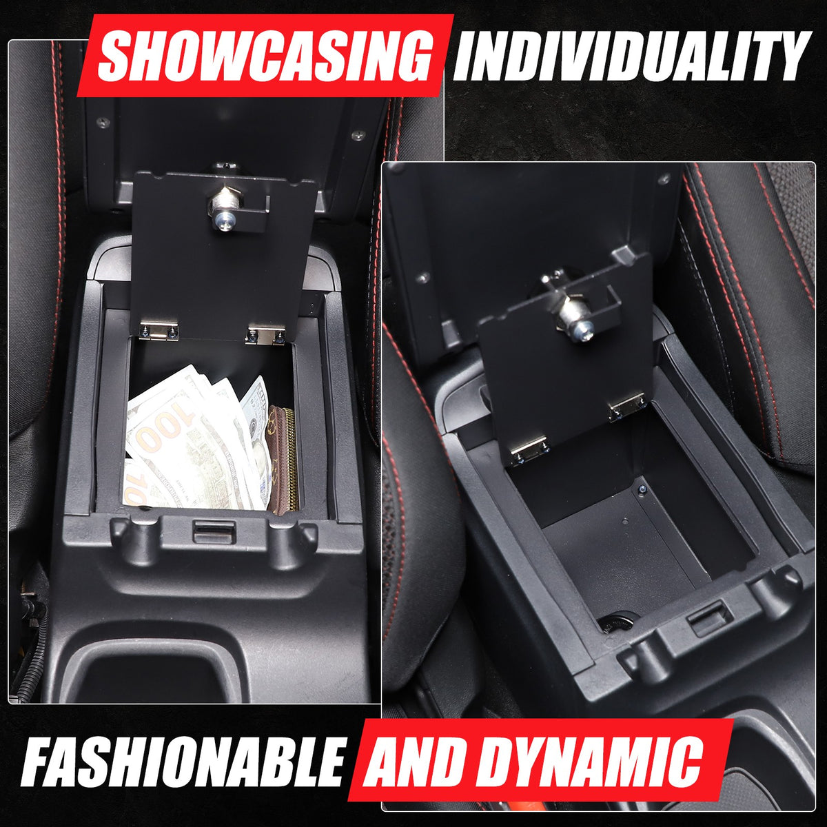 Alloy Center Console Safe GUN Storage Lock Box W/ TRAY For Subaru WRX VB 22+ US 9