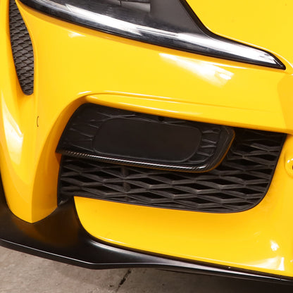 Carbon Fiber Style Front Bumper Side Grill Trim Cover Strip For GR Supra A90 19+ 6