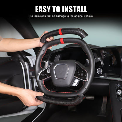 Red Top Honeycomb Carbon Fiber Steering Wheel Trim Cover For Corvette C8 2020+ 8