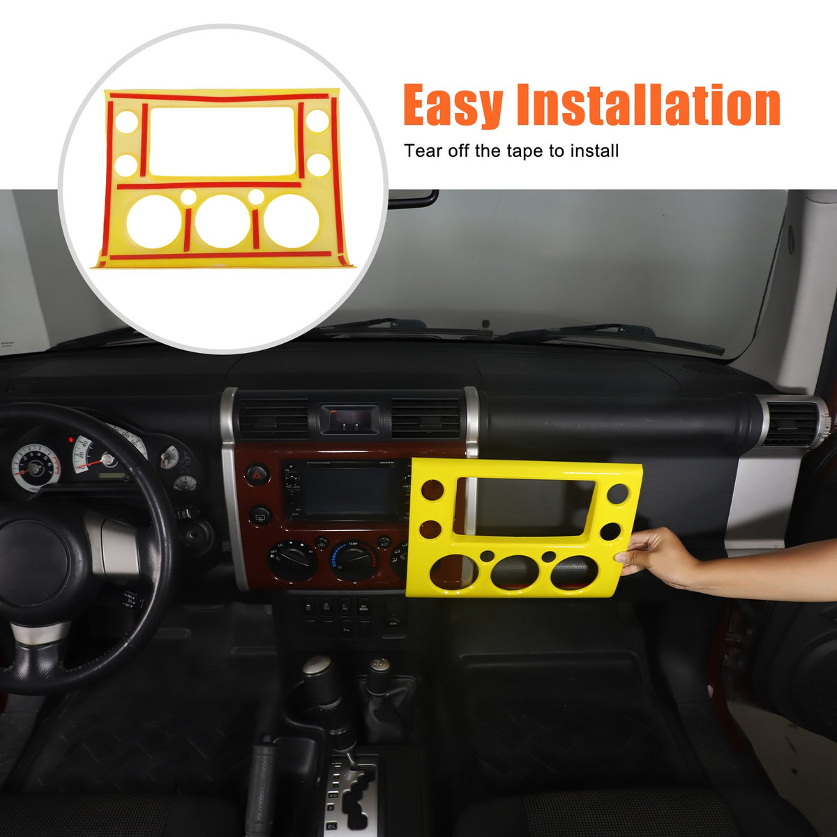 Yellow ABS Interior Center Console Trim Cover for Toyota FJ Cruiser 2007-2021 28