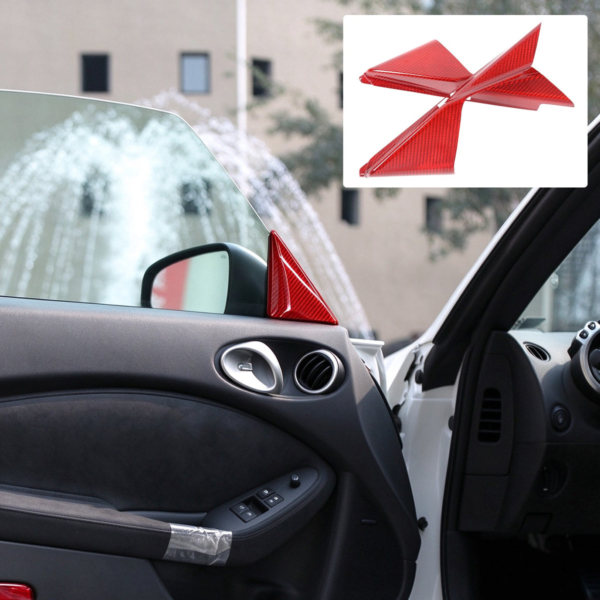 Red Real Carbon Fiber Inner A-Pillar Sticker Trim For Nissan 370Z Z34 2009-2020 13