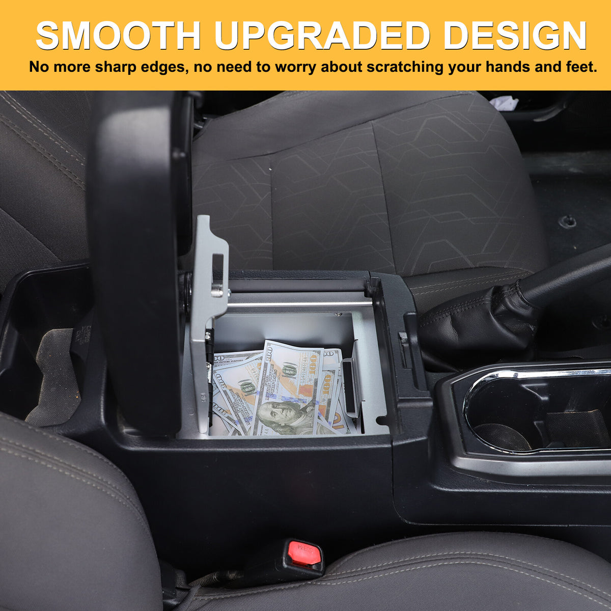 Silver Center Console Safe Armrest Storage Lock Box TRAY For Toyota Tacoma 16-22 6
