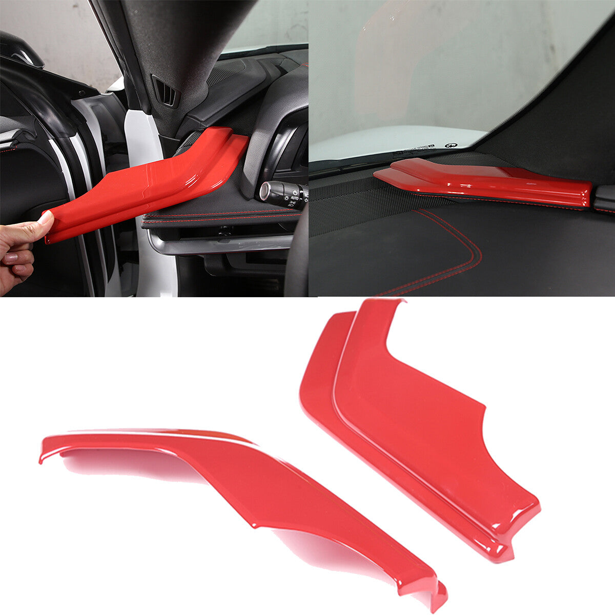 Sport Red ABS Interior Dashboard Side Panel Cover Trim For Corvette C8 2020-2026 2