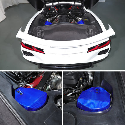Blue Real Carbon Fiber Rear Strut Shock Tower Cover Mag Ride For Corvette C8 20+ 17