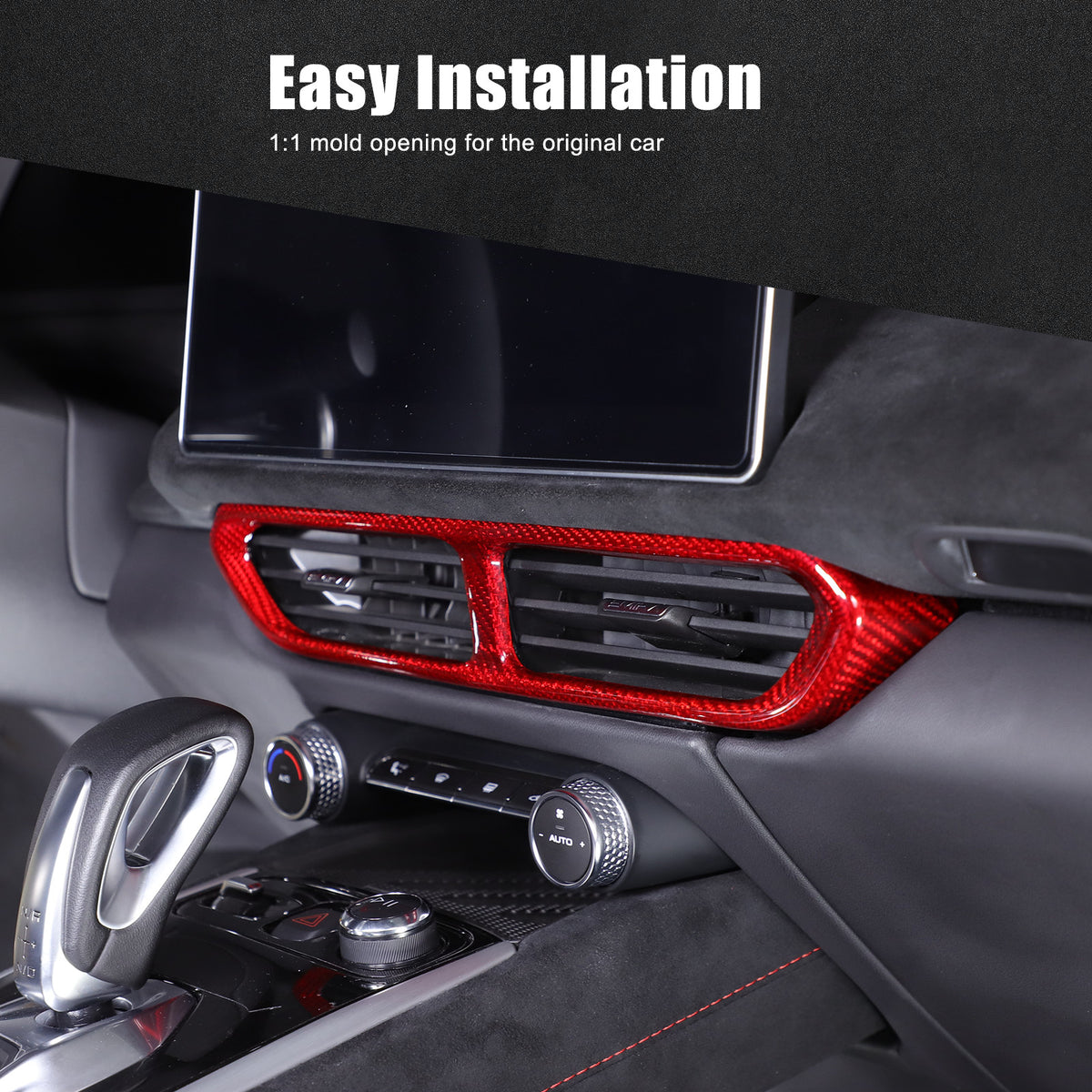 Red Real Carbon Fiber Center Console Air Vent Panel Trim For Lotus EMIRA 2021-25 24