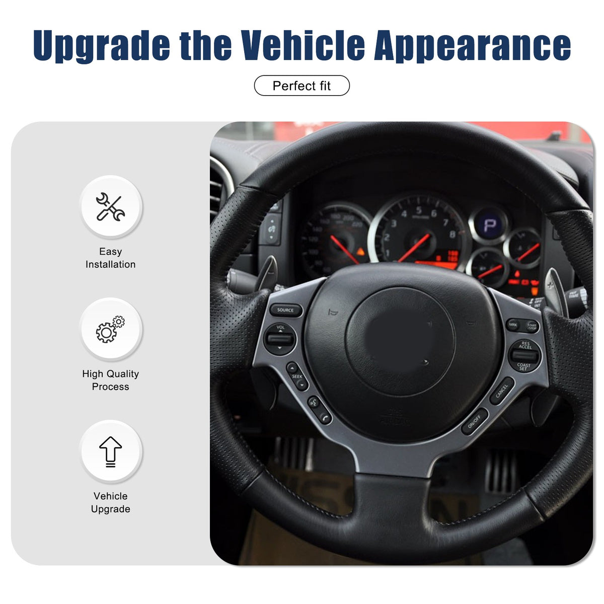 Matte Real Carbon Fiber Steering Wheel Button Trim For Nissan GTR R35 2008‑2016 15