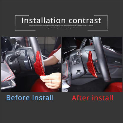 Red Real Carbon Fiber Gear Shift Paddles Paddle Shifters For Corvette C8 20+ US 20