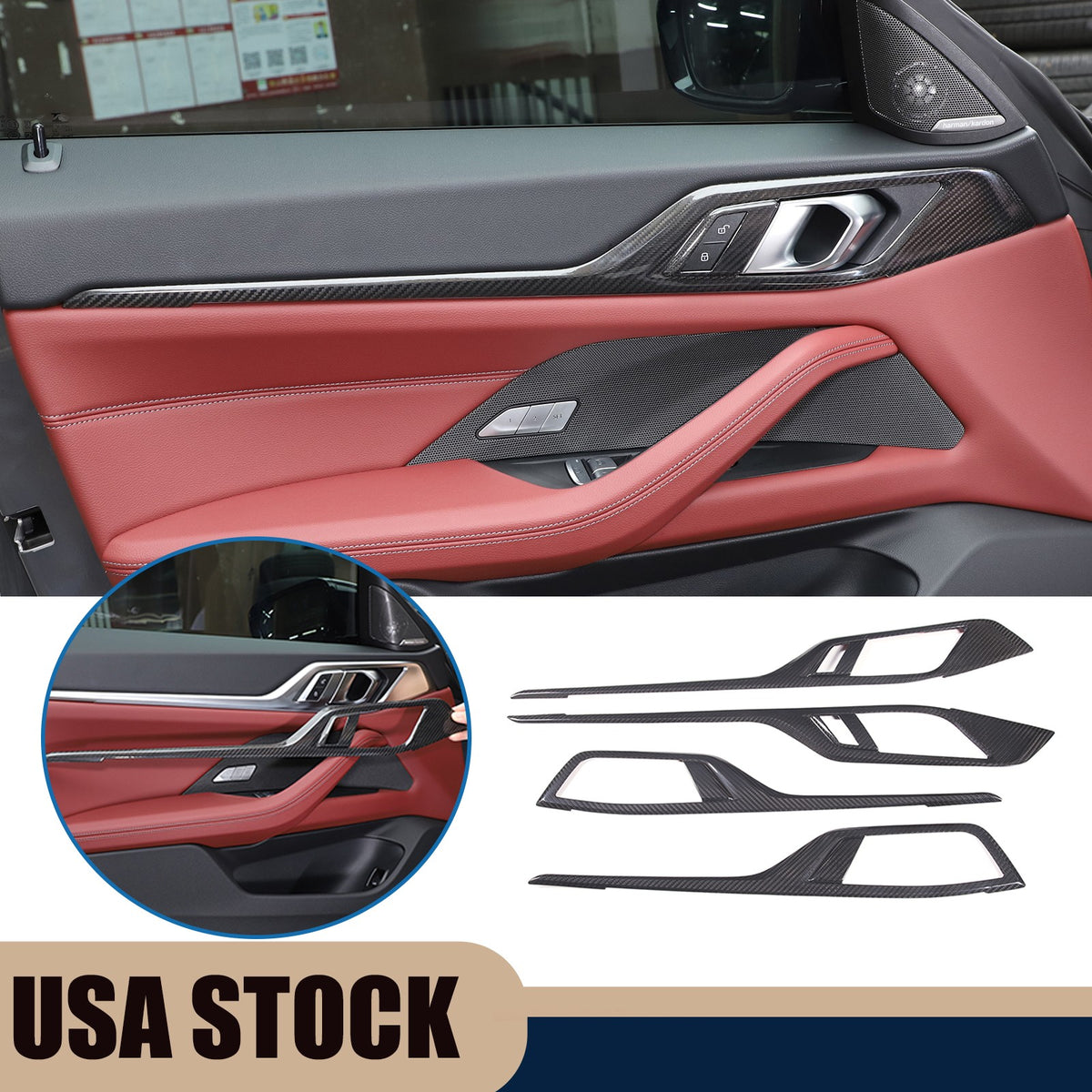 Real Carbon Fiber Interior Door Panel Trim For BMW 4 Series Gran Coupe G26 2022 1