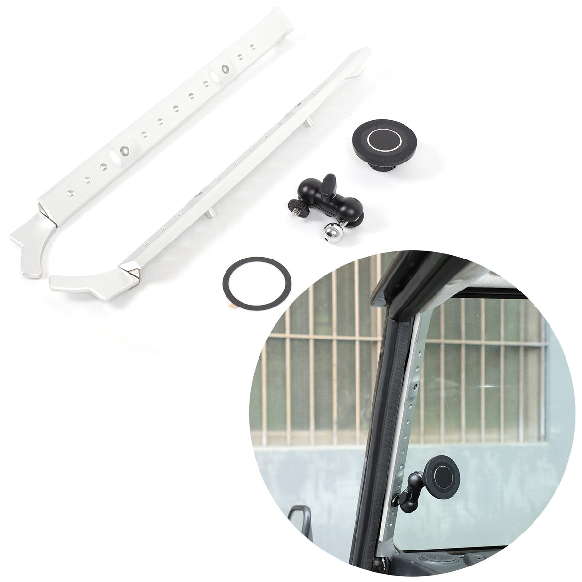 Silver A-Pillar Mount Bracket Holder For Land Rover Defender L316 2004-2018 3