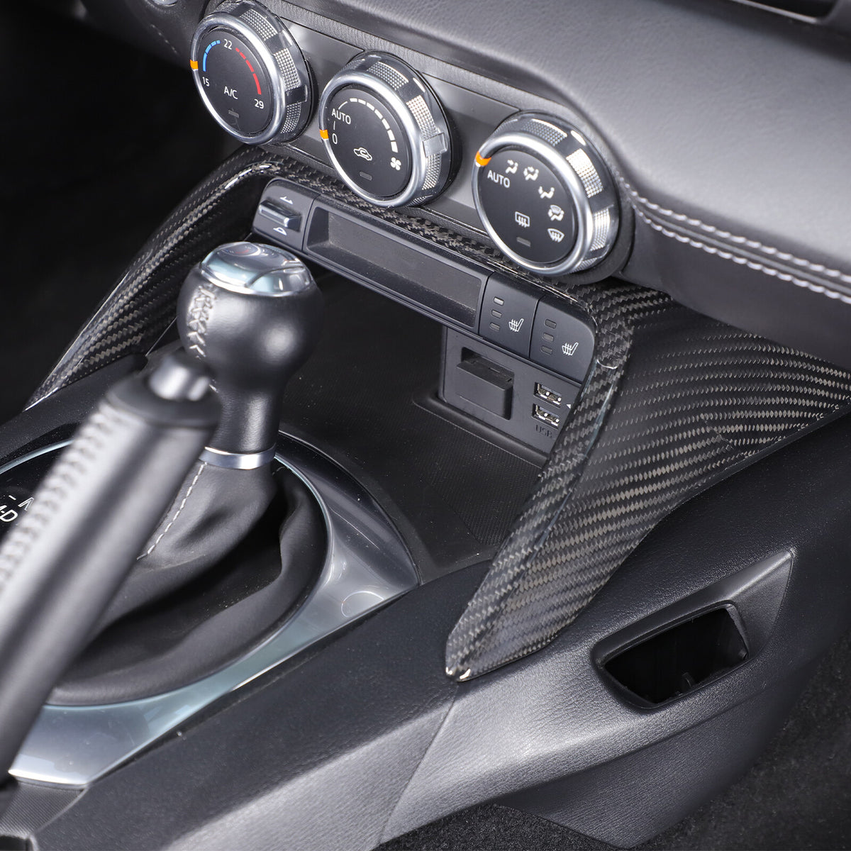 Real Carbon Fiber Front Center Console Trim Cover For Mazda MX-5 Miata 2016-2025 1