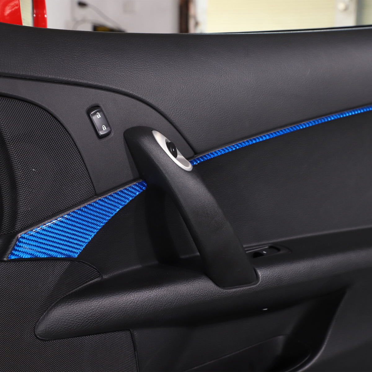 Blue Carbon Fiber Inner Door Panel Waistline Trim Sticker For Corvette C6 05-13 6