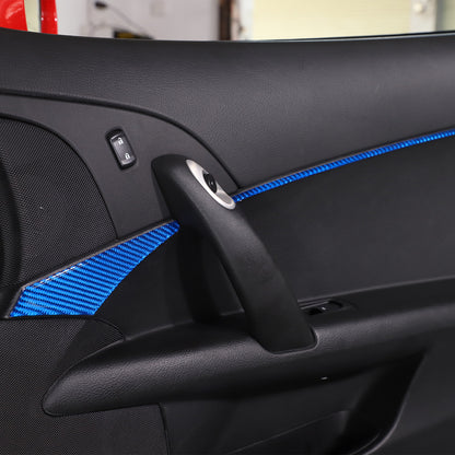 Blue Carbon Fiber Inner Door Panel Waistline Trim Sticker For Corvette C6 05-13 6