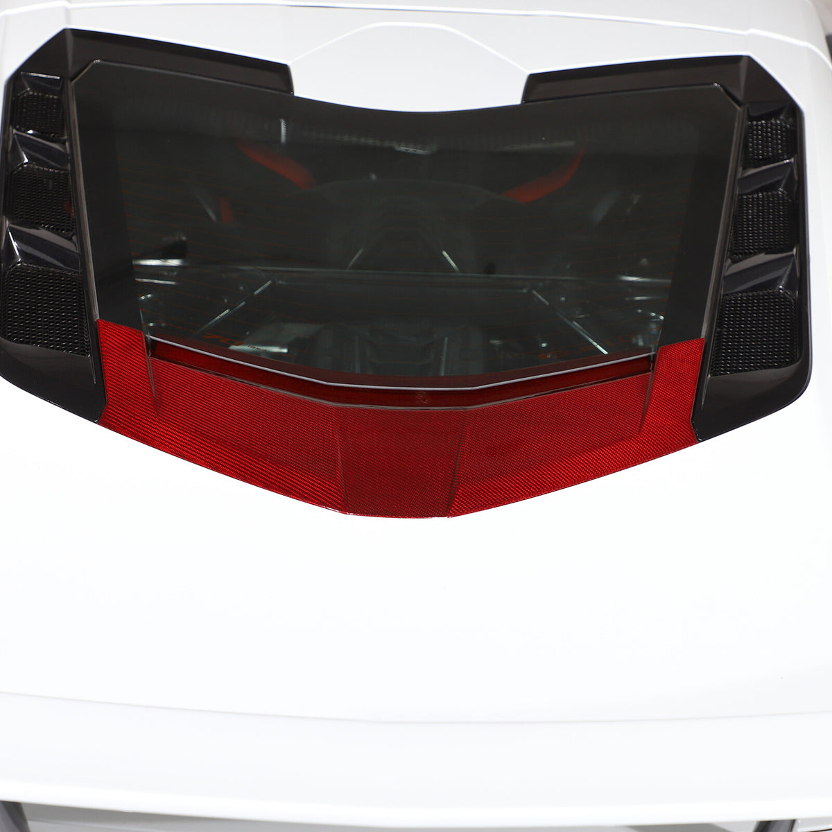 Red Real Carbon Fiber Rear Window Lower Trim Cover For Corvette C8 Coupe 2020-26 16