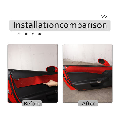 Red Carbon Fiber Interior Door Upper Panel Trim Sticker For Corvette C6 2005-13 4