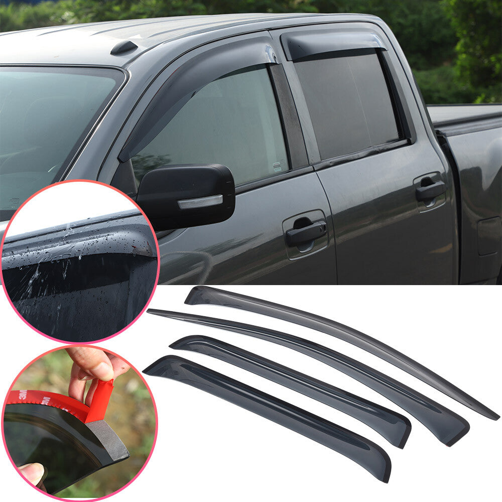 Black Window Rain Guards Visor Rain Guard Wind Deflectors For Nissan Titan 16-23 1
