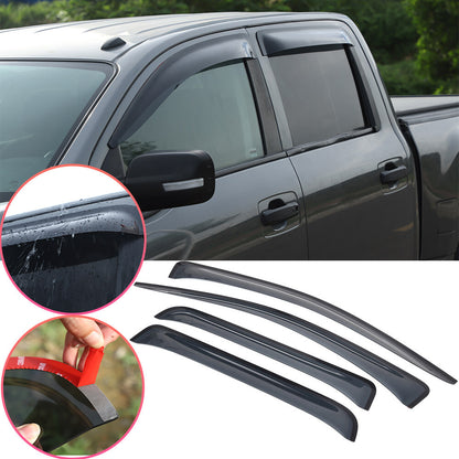 Black Window Rain Guards Visor Rain Guard Wind Deflectors For Nissan Titan 16-23 1