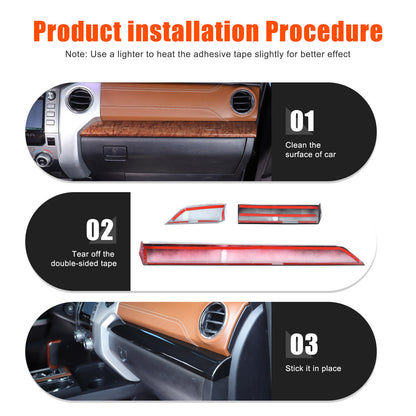 Glossy Black ABS Dashboard Cover Strip Trim For Toyota Tundra 2014-2021 11