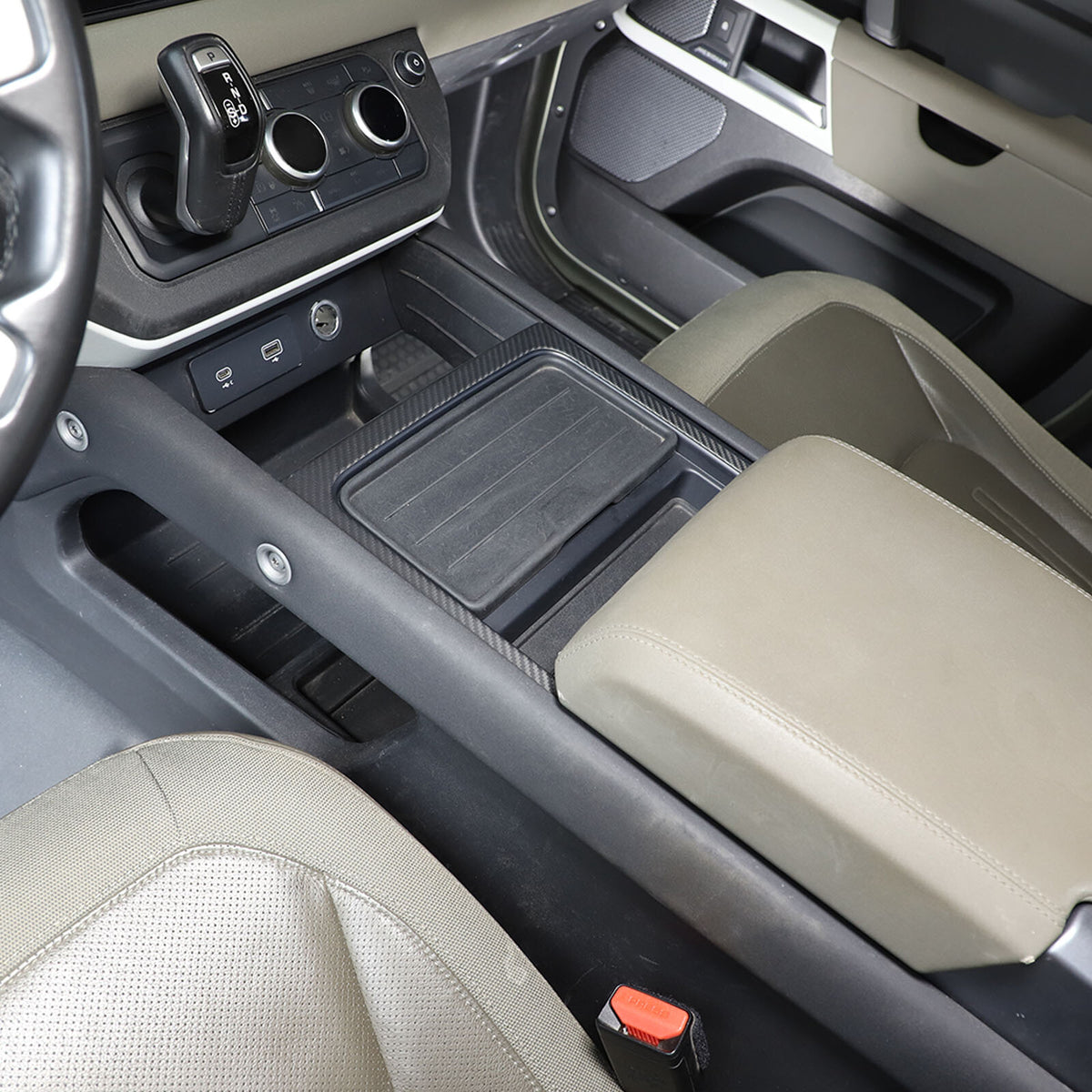 Matte Real Carbon Fiber Cup Holder Panel Trim Cover For Defender 110 90 2020-23 3