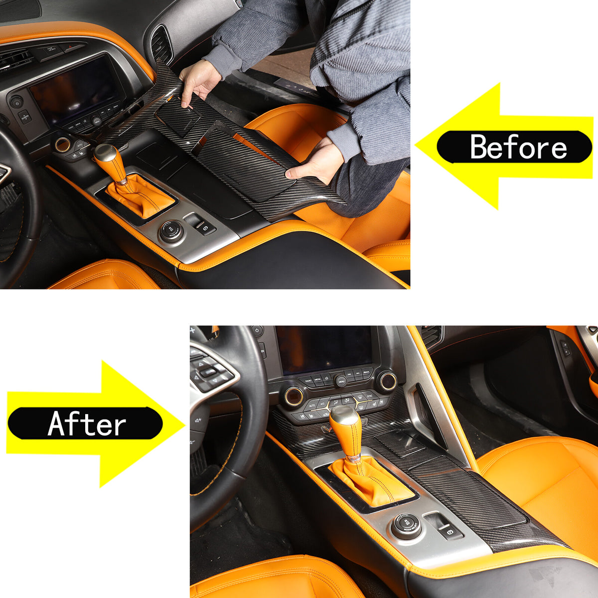 Real Carbon Fiber Center Console Panel Armrest Trim Cover For Corvette C7 14-19 9