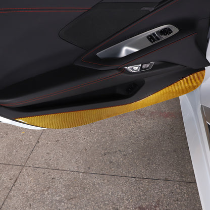Yellow Carbon Fiber Door Anti-Kick Panel Sticker For Corvette C8 2020-26 6