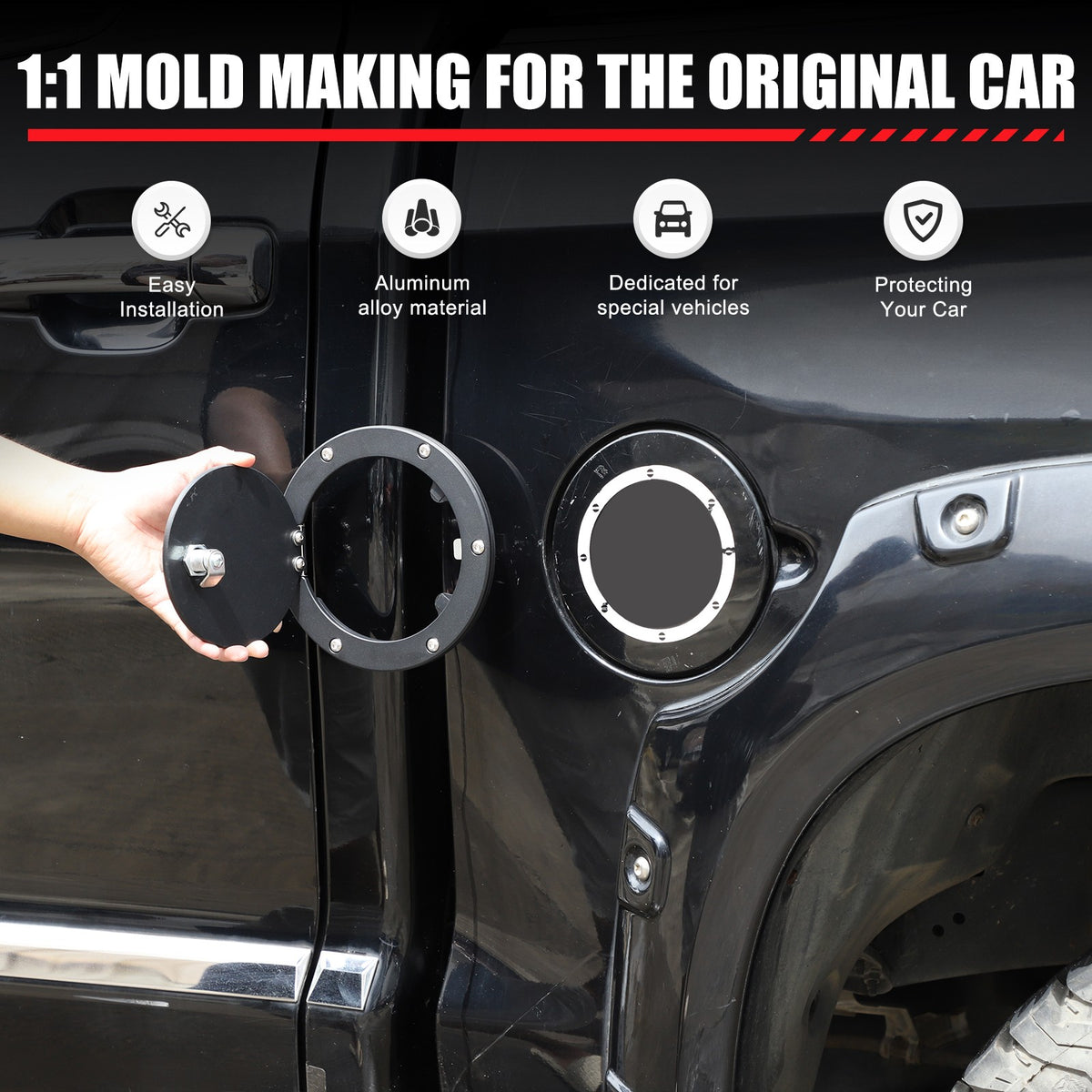 Fuel Cap Anti-Theft Lock Cover with Combination Lock For Toyota Tundra 2007-2021 2