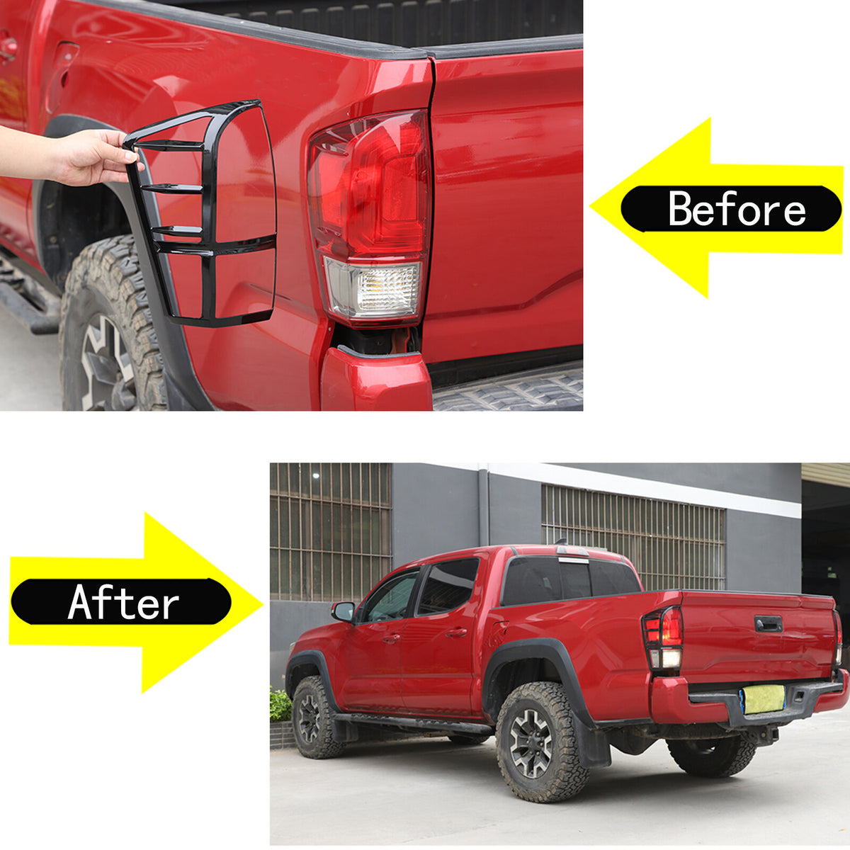 Glossy Black ABS Rear Taillight Trim Cover Bezel Trim For Toyota Tacoma 16-23 US 4